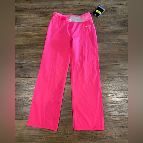 NWT Nike Girls Pink Long Athletic Yoga Gymnastics Wide Leg  Pants Sz 6X - Picture 1 of 4